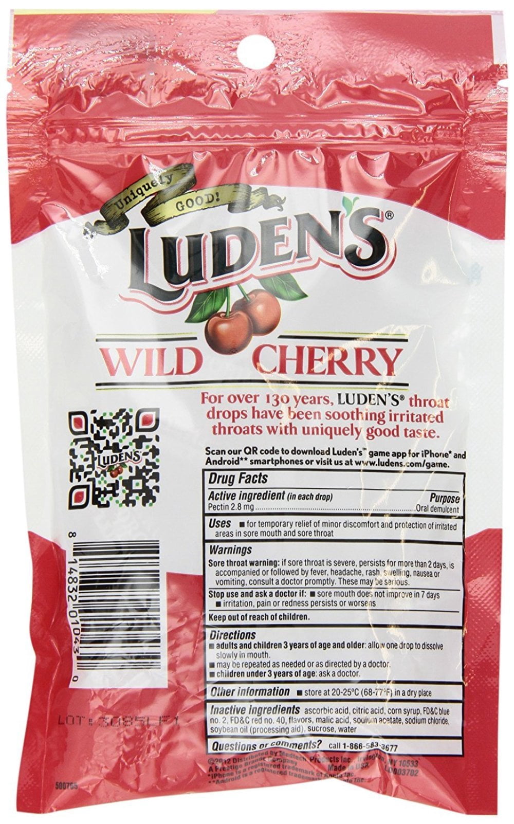 Ludens Throat Drops - Wild Cherry - 30 Count Throat Drops Per Package - Pack of 5