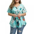 thumbnail image 6 of Plus Size Loose Top Women's Short-sleeved T-Shirts Dress Fashion Print Black/White/Green/Blue, 6 of 10