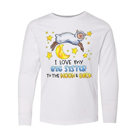 Inktastic I Love my Big Sister to the Moon and Back Cute Sheep Long Sleeve Youth T-Shirt