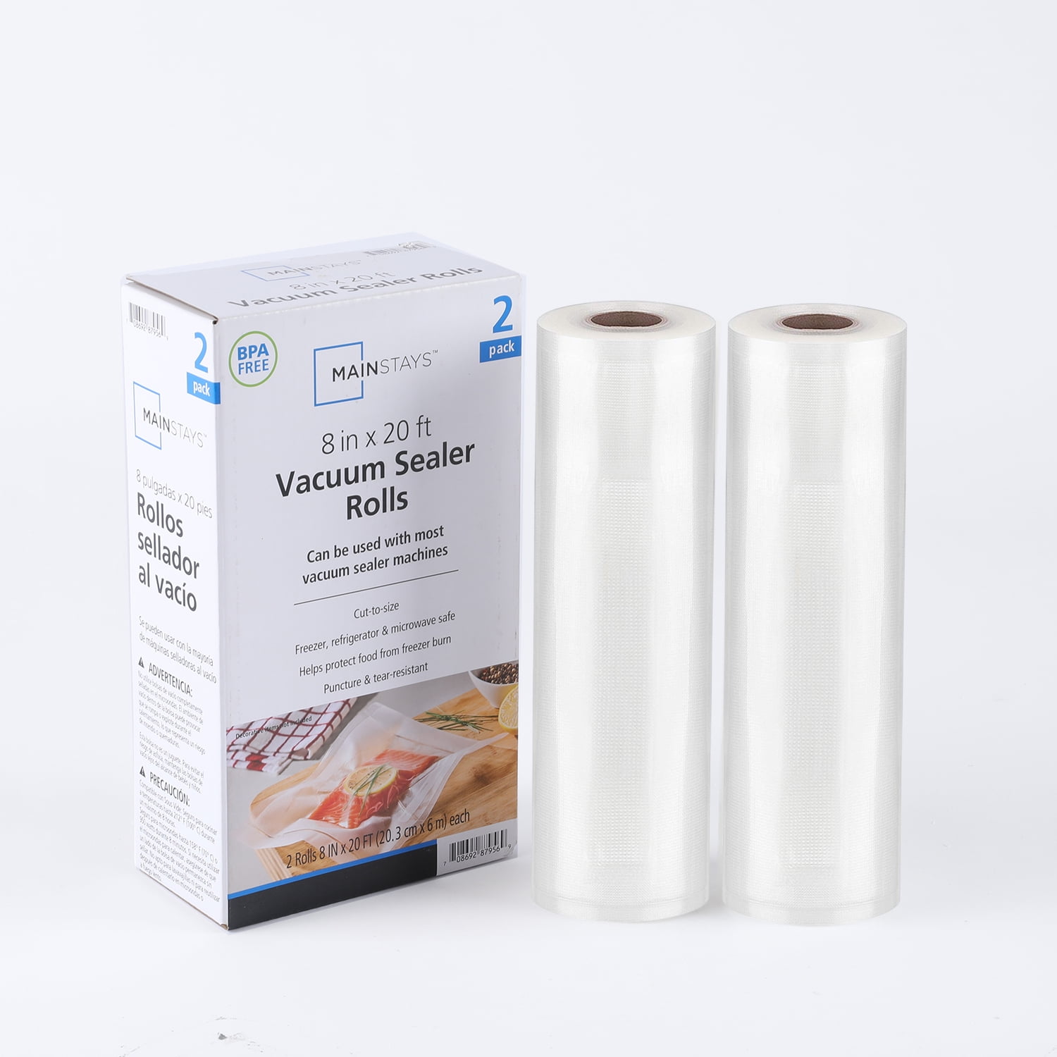 Mainstays 8 in. Vacuum Seal Roll, 8 in. x 20 ft , 2 Pack , Clear
