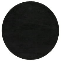 SAFAVIEH Rumi Blaire Solid Polyester Shag Area Rug, Black, 6'7" x 6'7" Round