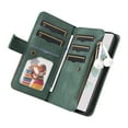 thumbnail image 4 of Multifunctional Case for Google Pixel 7,Card Slots[RFID Blocking],Durable Flip Folio Kickstand Magnetic Closure Leather Zipper Wallet Wrist Strap Shockproof Case for Google Pixel 7, Green, 4 of 12
