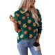 thumbnail image 3 of Suéter de Punto Suave y Cómodo de Larga con Cuello Redondo, Estilo Jacquard Informal y Moderno para Mujer con Estampado de Hojas Otoñales. Verde Oscuro XL, 3 of 10