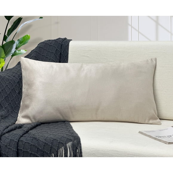 Aiking Home Luxury Faux Suede Decorative Pillow Cover - 12 by 24 Yellow