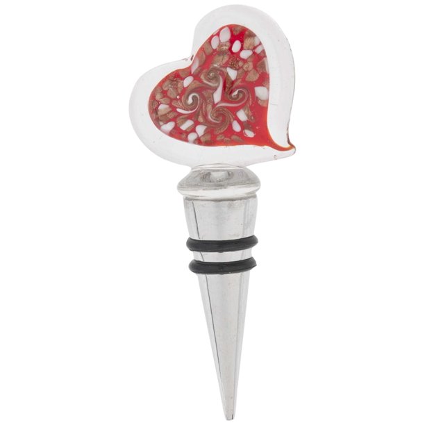 Ornamental Glass Heart Wine Stopper with Flower Swirl by Ganz Walmart