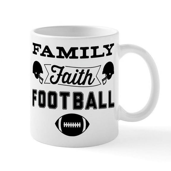 CafePress - Family Faith Football - 11 oz Ceramic Mug - Novelty Coffee Tea Cup