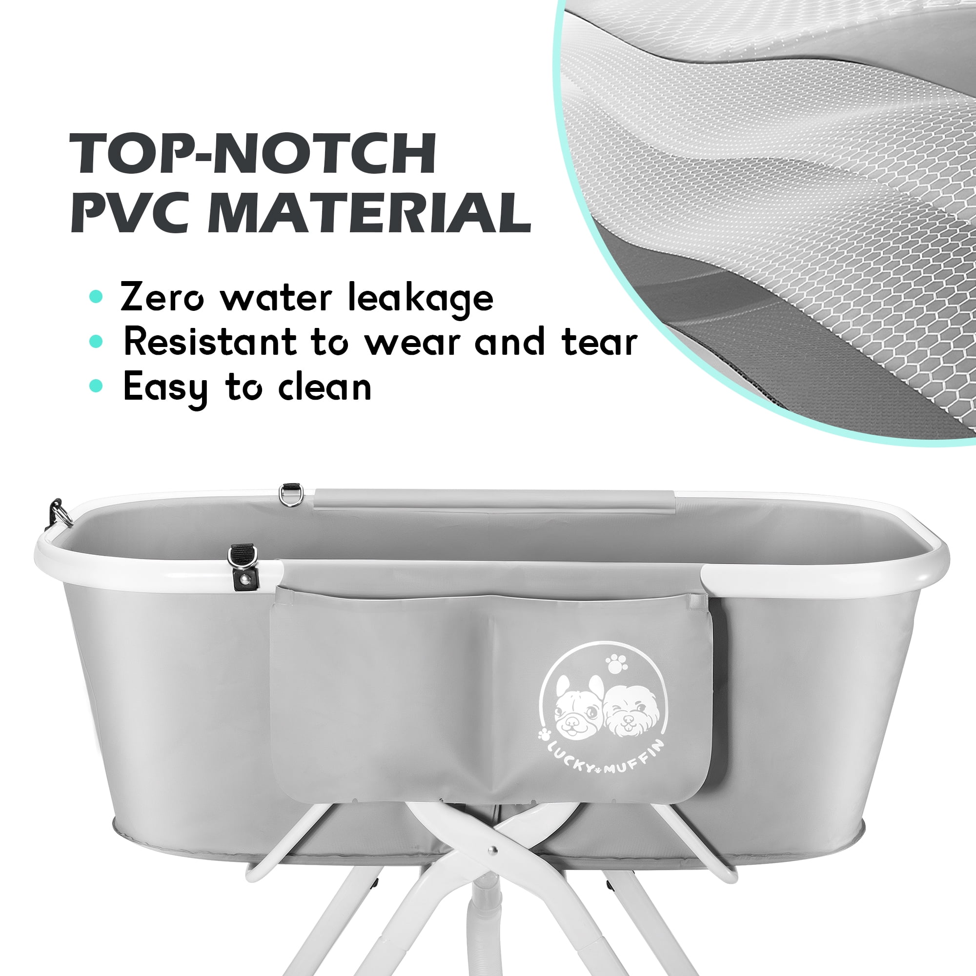 Premium Elevated Portable & Foldable Dog Bathtub – 5 Adjustable Heights for Back-Friendly Grooming. Portable Indoor/Outdoor Pet Washing Station, Supports Small & Medium Dogs, Cats