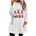 thumbnail image 3 of Feancey Christmas Loungewear for Women Fuzzy Fleece Pajama Tops Cute Gnomes Printed Graphic Sweatshirts Oversized Casual Pullovers with Pockets White L, 3 of 5