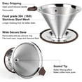 thumbnail image 2 of Pour Over Coffee Dripper, Professional Stainless Steel Coffee Filter, Paperless and Reusable, Upgraded Double Micro Mesh Filter with Spoon and Silicone Tray, Cleaning Brush (3-4 Cup), 2 of 7