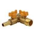 thumbnail image 2 of Solid Brass Hose Y Splitter 2 Valves for Change Flow Direction 3/4inch, 2 of 4