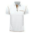 thumbnail image 5 of YYDGH Men's Summer Polo Shirts Lapel V Neck Short Sleeve Tees Casual Solid Color Trendy Button Collared Slim Fit Tops Pocket, 5 of 9