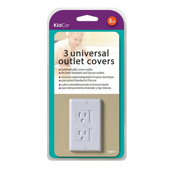 KidCo Child Safety Universal Outlet Cover, White, Pack of 3, Plastic