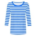 thumbnail image 4 of felwors 3/4 Sleeve Shirts for Women Spring Striped Crewneck Business Casual Tops Loose Three Quarter Length Work Blouses (Blue, M), 4 of 5