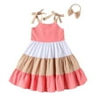thumbnail image 1 of Huvoen Robes Fille Enfants Robe de Plage Bébé Fille Sans Manches Robe Princesse Roses 100, 1 of 7
