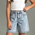 thumbnail image 4 of Tqyyweavej Jean Shorts for Girls Y2K Cute Bow Embroidery Denim Bermuda Shorts Wide Leg Summer Jeans with Pockets, Light Blue 12-17 Years, 4 of 10