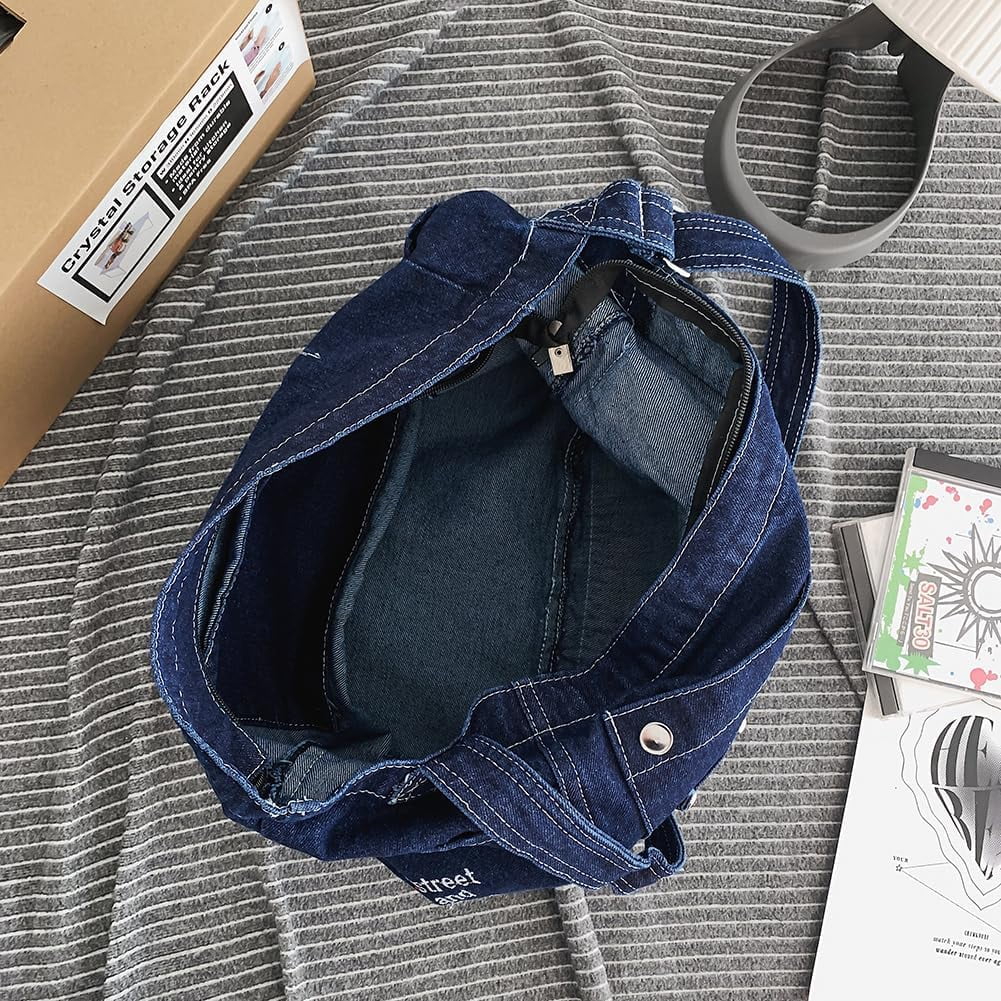 Denim Hobo Crossbody Bag for Women Large Shoulder Handbag Messenger Bag Retro Tote Bag for Casual Work Travel