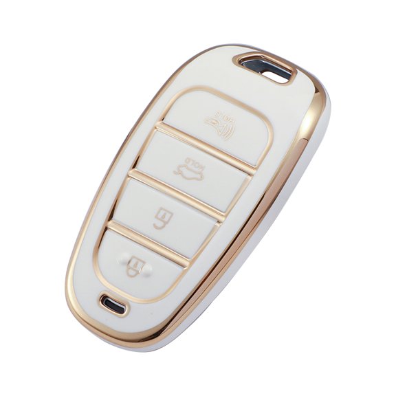 Leadwolf Car Key Cover Protector Case for Hyundai smart key 3 buttons Smart key holder, waterproof and durable White