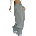 thumbnail image 3 of Franhais Women Cargo Pants, Plain Color Drawstring Loose Casual Bottoms,Straight-Leg Long Trousers, 3 of 9