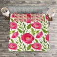 thumbnail image 3 of Ambesonne Poppy Flower Quilted Bedspread Set 3 Pcs, Leaves Petals Romance, King Size, Green Pink Cream, 3 of 3