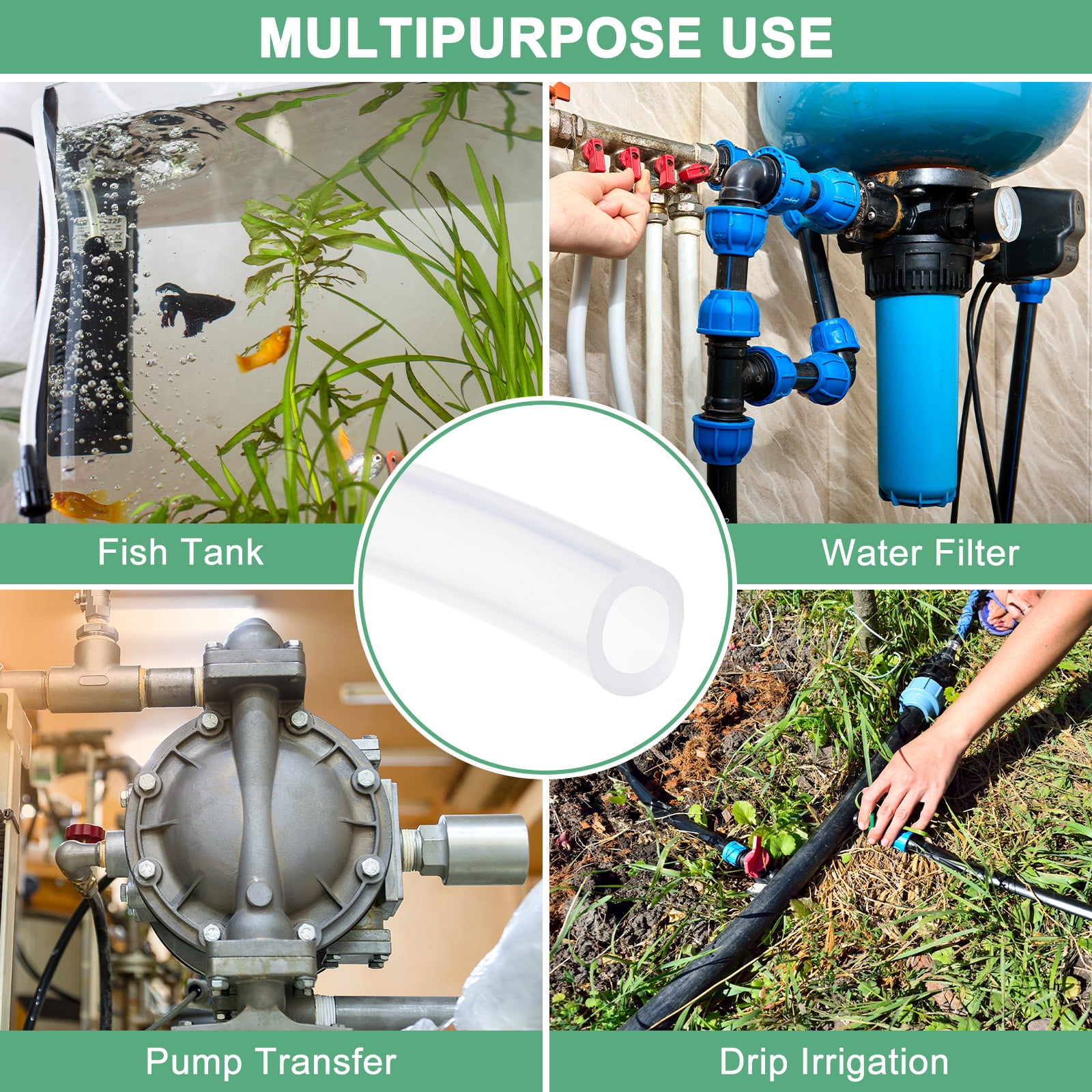 Uxcell Silicone Tubing, 15/32"(12mm) ID x 23/32"(18mm) OD Flexible Silicone Rubber Tube, 3ft High Temp Water Air Hose Pipe for Pump/Liquid Transfer/Brewing/Aquaponics [Clear]
