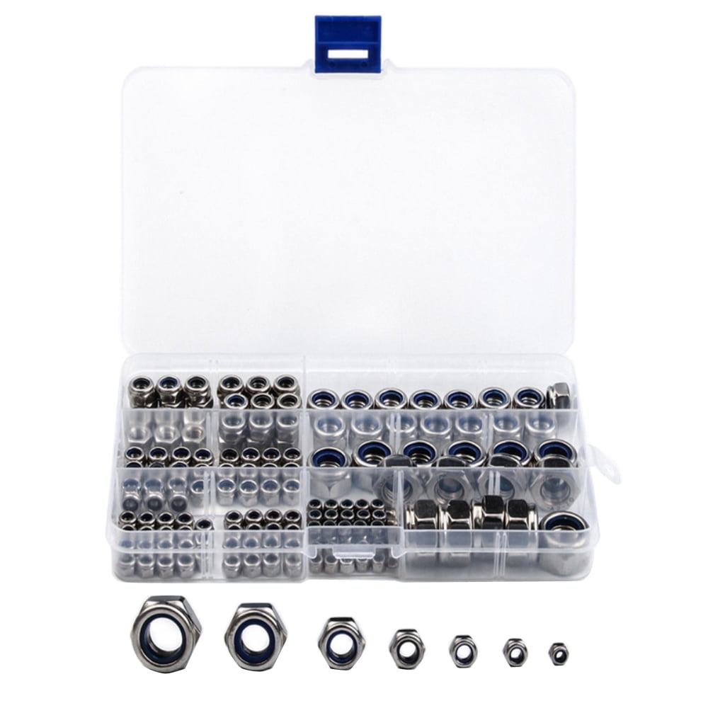 Nut & Bolt Assortment Sets 170Pcs 304 Stainless Steel Lock Nut Assortment M3/4/5/6/8/10/12 Nylon Insert Locknut Nut & Bolt Assortment Sets 170Pcs 304 Stainless Steel Lock Nut Assortment M3/4/5/6/8/10/12 Nylon Insert Locknut