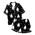 thumbnail image 4 of Ladies' Fashionable Casual Reindeer Snowflake Christmas Tree Christmas Snowman Print Silk Satin Short Sleeved Button Up Pajamas Set Silk Pajamas for Women Shorts Set Women Pajamas Set Tall Transparent, 4 of 4
