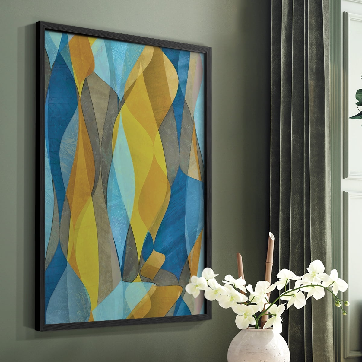 Colorful Cascade II Framed Print in Black Solid Wood Framed Print No Nail Hanging