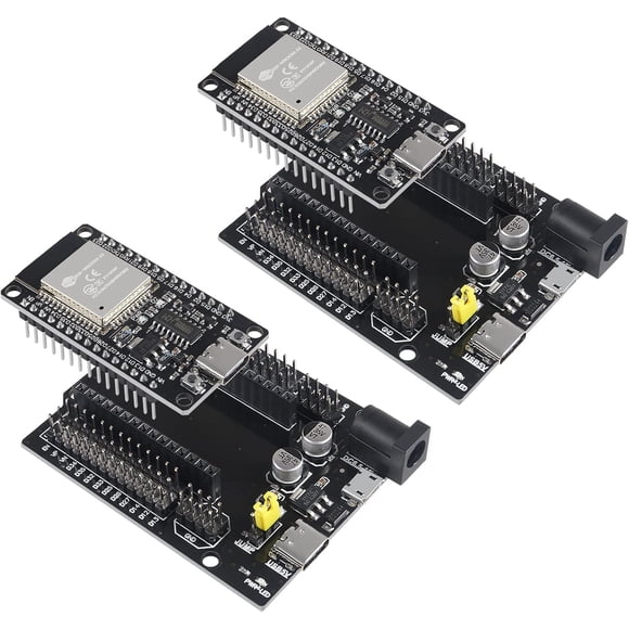 2 Ensembles Type-C USB ESP-WROOM-32 ESP32 ESP-32S Carte de Développement Type-C USB CH340C WiFi+Bluetooth Ultra-Faible Puissance Double Cœur Esp32-DevKit-32 ESP-WROOM-32 Carte d'Extension pour Arduino IDE
