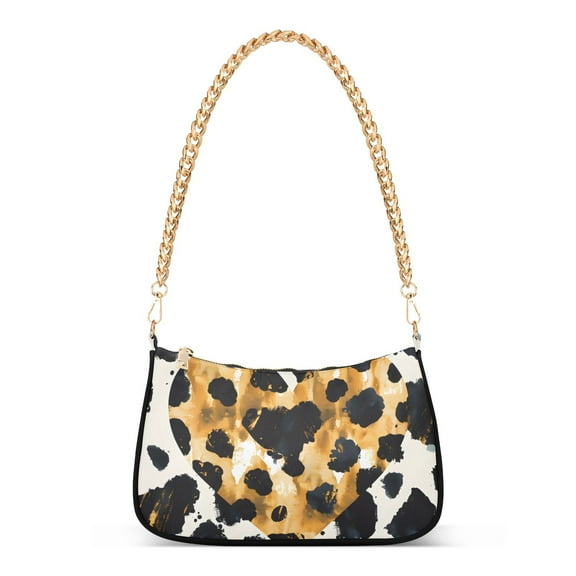 Leopard Skin HeartWomen Small Shoulder Bag Crossbody Tote Hobo Bags Purse Clutch Handbags with Chain Strap for Women
