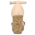 thumbnail image 3 of De mujer Plataforma Contraste Tirantes al tobillo Alpargatas Tacón de cuña Sandalias Beige 36, 3 of 6