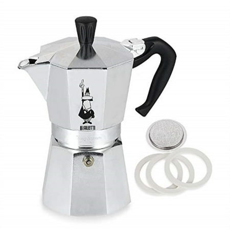 bialetti moka express aluminum 6 cup stove-top espresso maker with replacement filter and (Best Quality Espresso Machine)