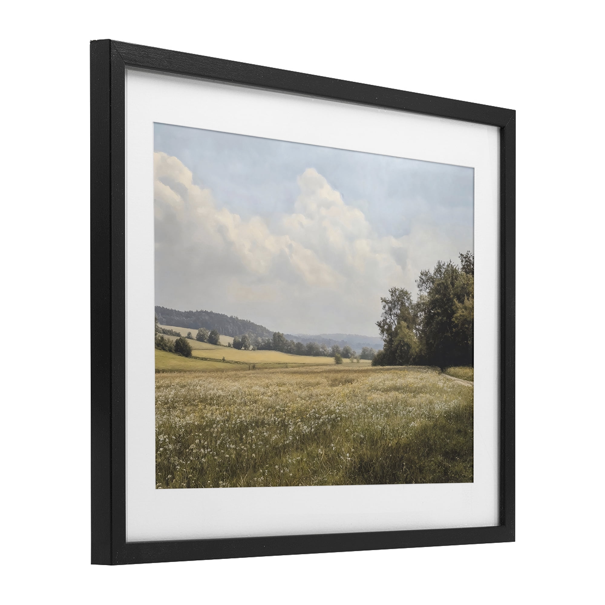 Stupell Industries Summer Landscape Cloudy Meadow Black Framed Print Under Glass, design by Franklyn Gregory