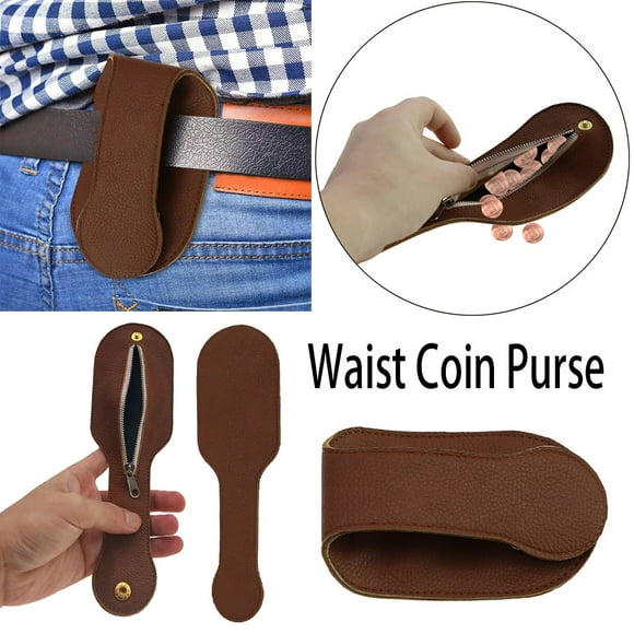 SMihono Closet Organizers and Storage for Clothes Coin Purse Brown Leather Wallet Coin Holder Purse Clutch Fold Zipper Bag Storage Storage Trunks and Bag