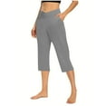 thumbnail image 2 of Summer Capris Leggings for Women High Waisted Put On Strech Sweatpant Quick Dry Active Capri Pants Plain Basic Athletic Pants Beach Gym Workout Running Casual Capris, 2 of 6