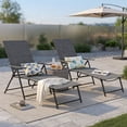 thumbnail image 4 of Resenkos Outdoor Chaise Lounge Chair, 2 Piece Patio Folding Chaise Lounge Chairs Recliner with 6-Level Backrest-Gray, Portable Recliner for Lawn Garden Beach Yard, 4 of 7