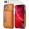 thumbnail image 3 of Double Magnetic Buttons Wallet Case for iPhone 11 Pro 5.8 inch, Premium PU Leather Case with Card Slot Holder Kickstand Bumper Shockproof Protective Back Flip Cover for iPhone 11 Pro - Brown, 3 of 14