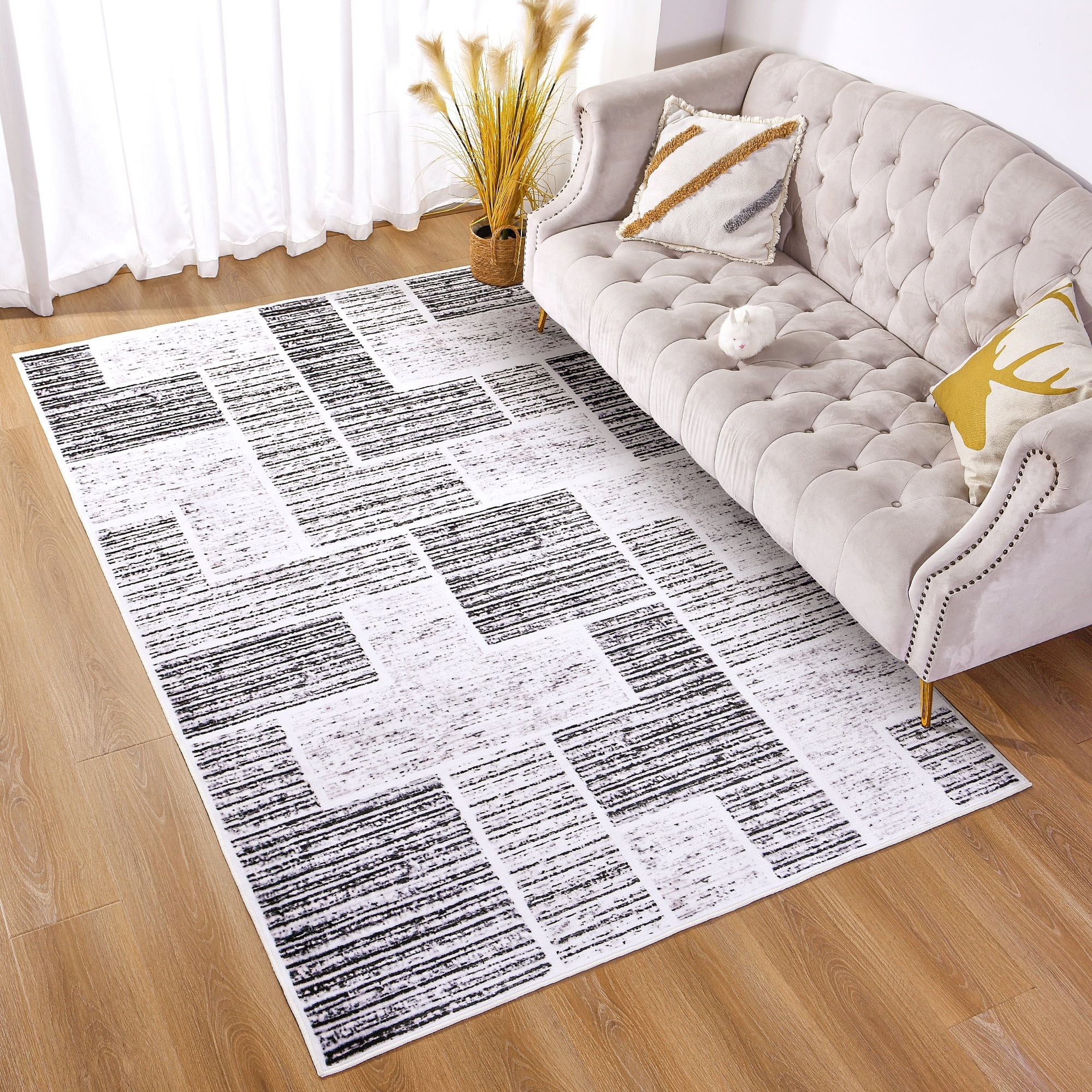 Lochas Soft Area Rug Fluffy Modern Flannel Rugs Floor Mat Carpet for Living Room Bedroom Home Decor,6'x9',Gray
