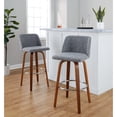 thumbnail image 3 of Carson Carrington  Vallberga 30" Fixed-Height Bar Stool with Walnut Wood Base (Set of 2) Grey Faux Leather/Round Black Footrest Black Finish, Walnut, 3 of 5
