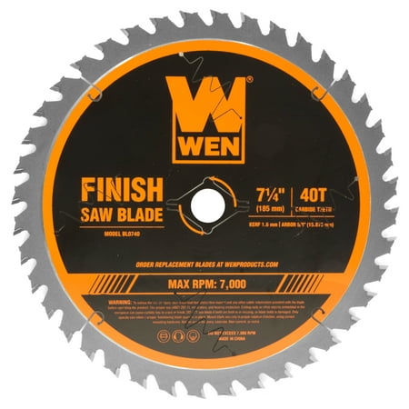 WEN 7.25-Inch 40-Tooth Carbide-Tipped Professional Finish Saw Blade for Miter Saws and Circular Saws