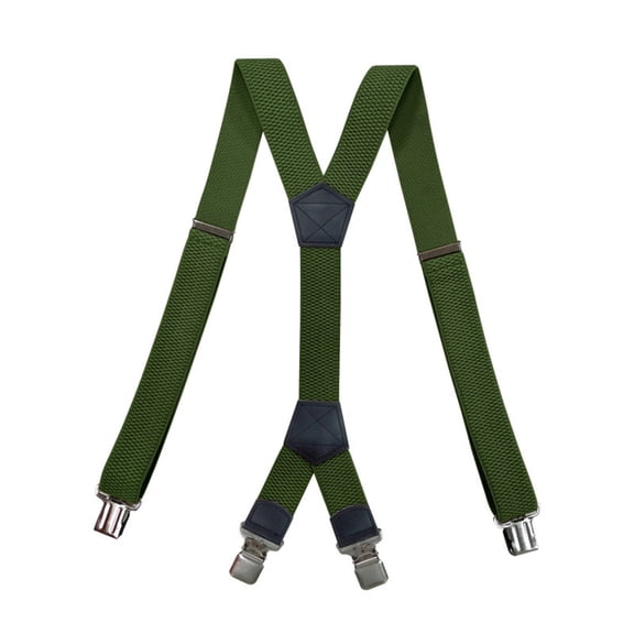 Lovskoo Heavy Duty Clip On Suspenders for Men Elastic Braces with 4 Strong Metal Clips 1.5 Inch Width X Back Style Formal Wear