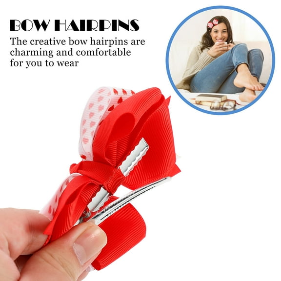 SOPOTUTU 3pcs Valentine Day Bow Hairpins for Lovers Daily Life Accessories