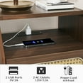 thumbnail image 3 of Nightstands Set of 2,Mid Century Modern Nightstand with Charging Station,Rattan Side Table with Drawer,Boho End Table with Storage,Wood Bedside Tables for Bedroom,Walnut, 3 of 7