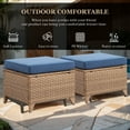 thumbnail image 6 of Gymojoy All Weather Outdoor PE Wicker Ottoman Set of 2, Extra Large Patio Footstool Footrest with Thick Blue Cushions, 6 of 6