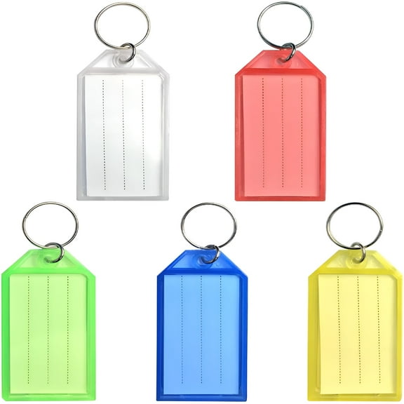 GASTROPOD Key Chain Key Tags with Label Window,Key Rings,Key Labels,10 Pack,5 Assorted Colors for Home,Office,Travel,Pets,Storage