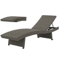 thumbnail image 1 of CoSoTower Rattan Folding Outdoor Lounger Chair Recliner with 5-Level Adjustable Backrest, Wheels for Garden, Patio, Mixed Grey, 1 of 7