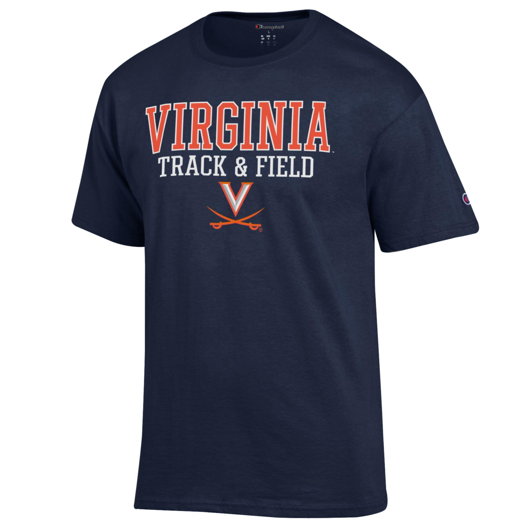 Men's Champion  Navy Virginia Cavaliers Track & Field Stack T-Shirt