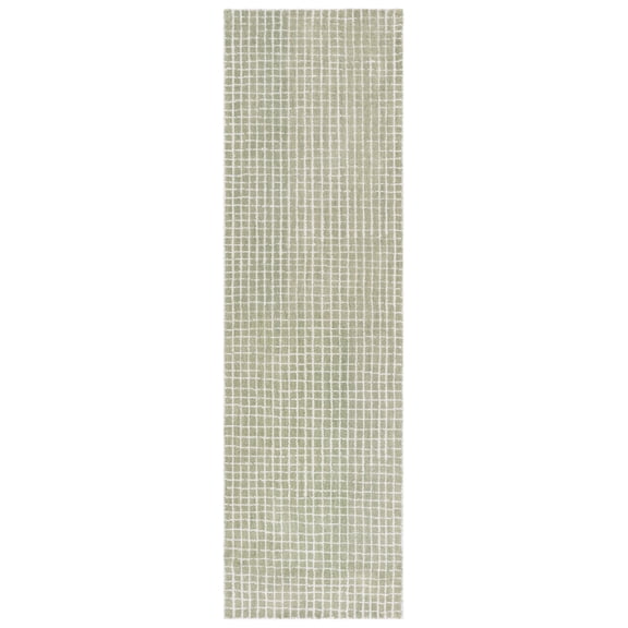 SAFAVIEH Genre Rachyl Geometric Runner Rug, Green/Ivory, 2'3" x 8'