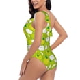 thumbnail image 4 of Haiem Green Apple Women's One Piece Swimsuits Tummy Control One Shoulder Bathing Suits Ruffle Swimwear-Large, 4 of 8