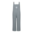 thumbnail image 4 of TrendOFT Combinaison d'Été pour Femmes Mode Décontractée Imprimé Ample Sans Manches Bretelles Boutonnée Salopette pour Femmes une Pièce Gris Foncé TTG, 4 of 4