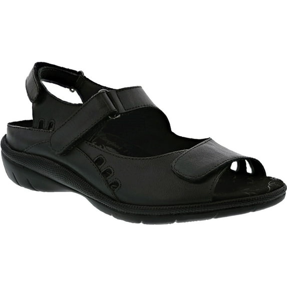 Women's Drew Tide Hook and Loop Sandal Black Leather 6.5 W